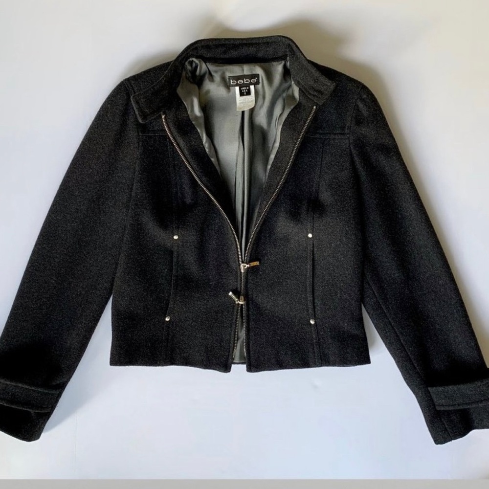 Bebe wool two-way zip jacket, lined, Size 6. - Picture 7 of 8